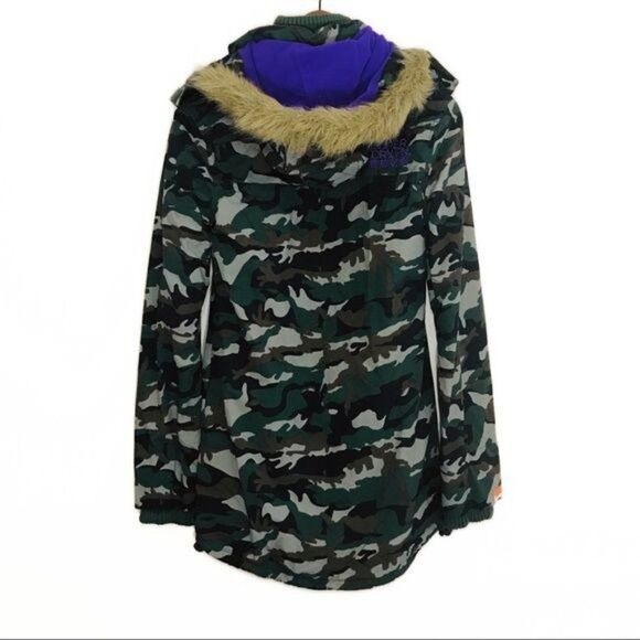 SUPERDRY Camo Print Faux Fur Professional The Parka Hooded Jacket Size XS - Picture 3 of 15
